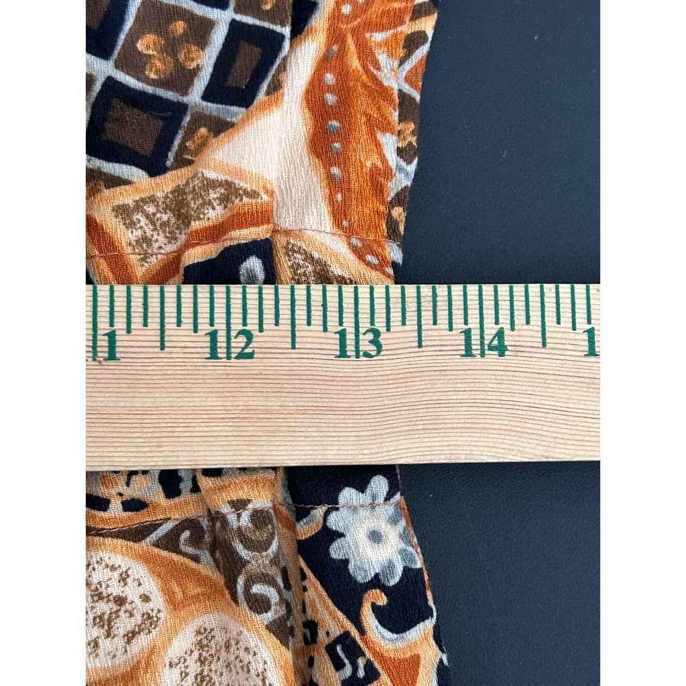 Paradise Hawaii Vintage Cotton Batik Maxi Dress Orange Brown Sleeveless Size 10 - Picture 7 of 8